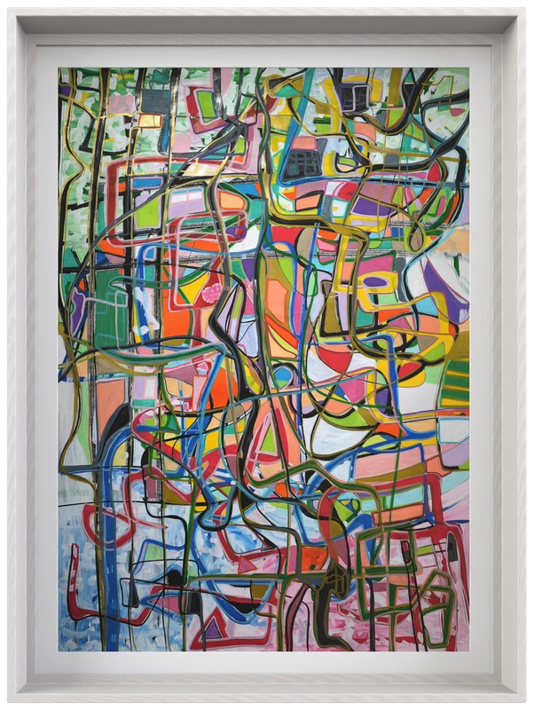Color Grid Current abstract artwork with bright gridded color and linework