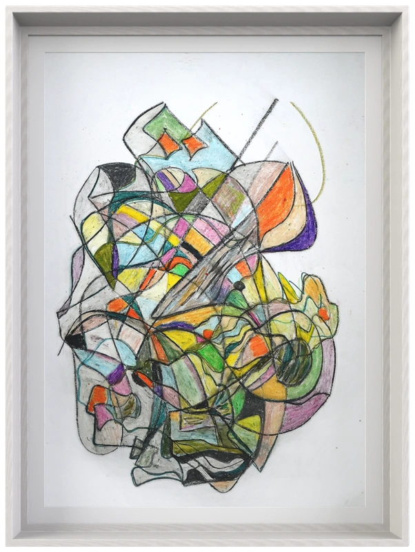 Small Broken Garden abstract artwork with colored fragments and black linework