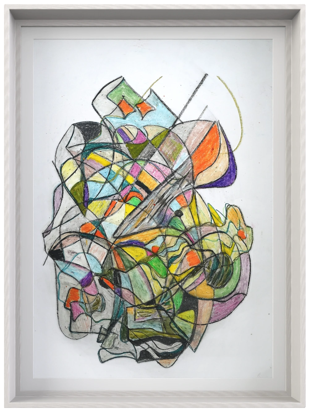Small Broken Garden abstract artwork with colored fragments and black linework