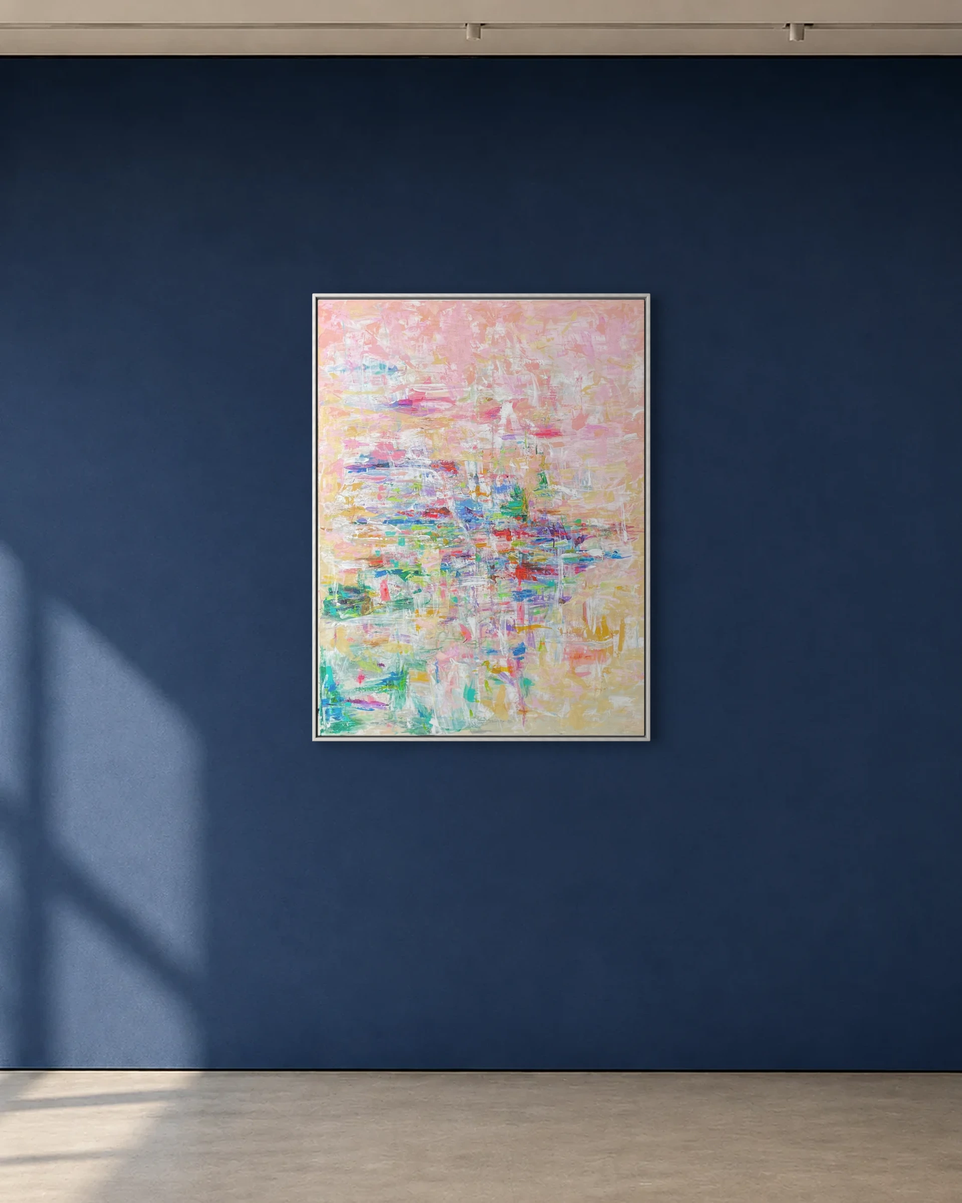 Transylvania shown framed on a deep blue gallery wall