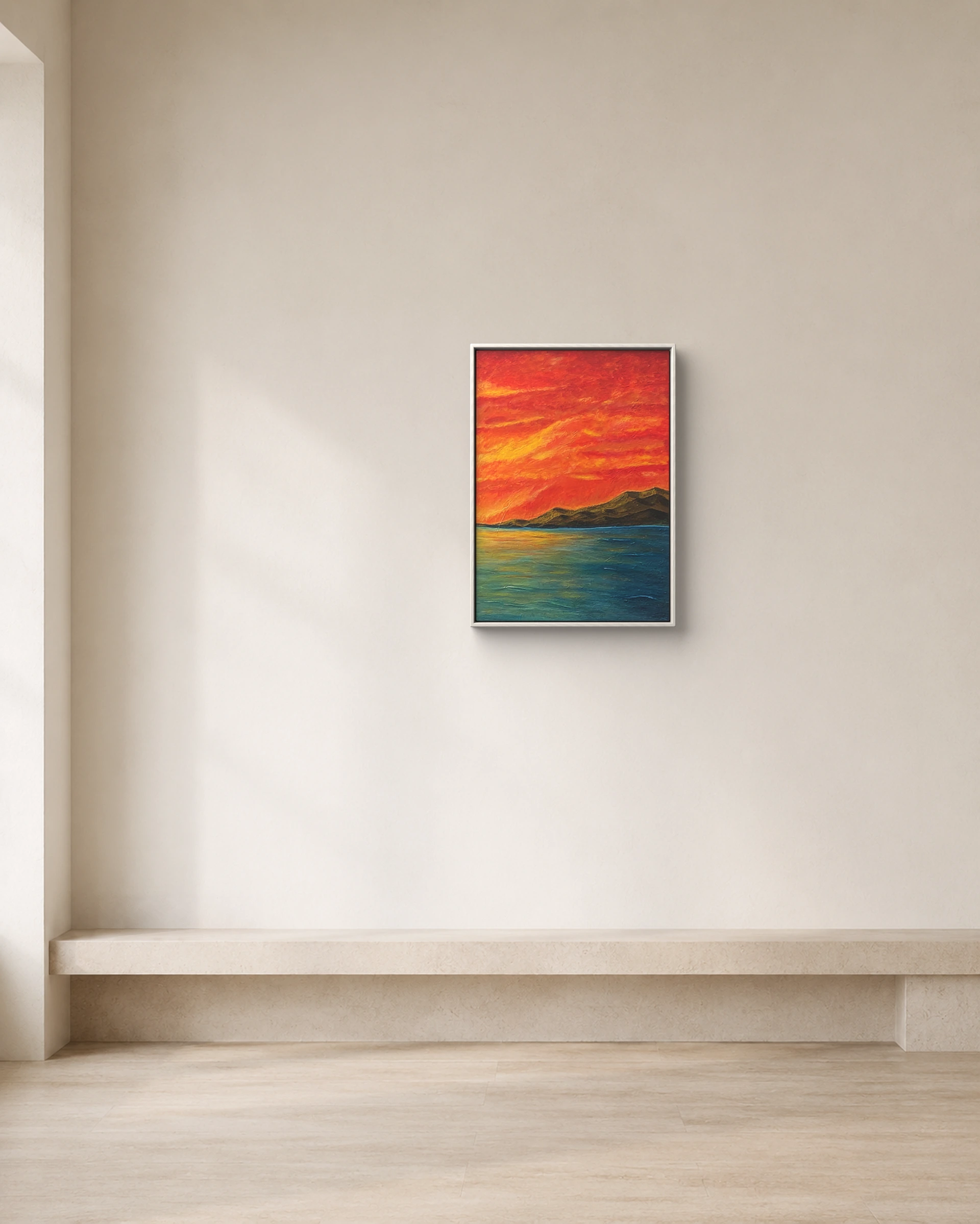 Ember Horizon shown framed on a neutral collector wall