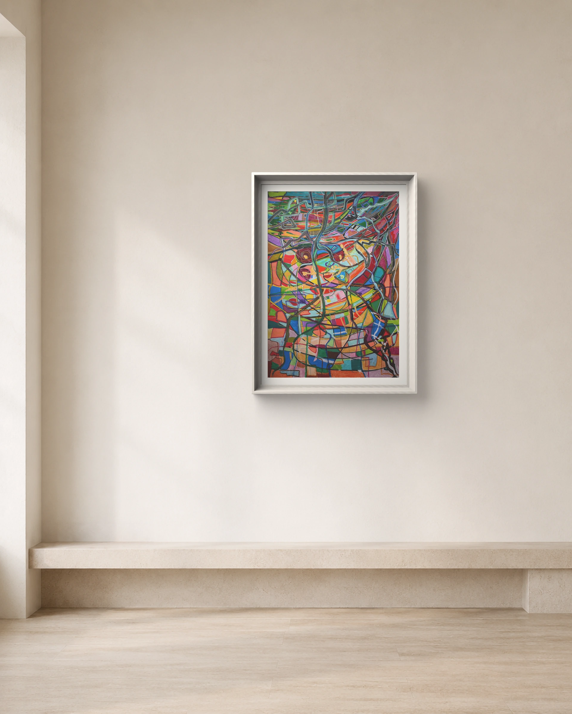 Night Circuit shown framed on a neutral collector wall