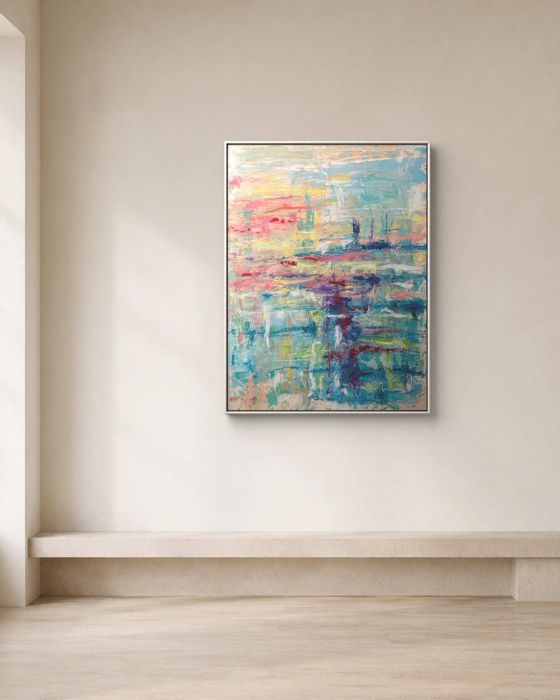 Whispers shown framed on a neutral collector wall